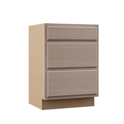 Recessed Panel 24 In. W X 24 In. D X 34.5 In. H Assembled 3 Drawer Base Cabinet