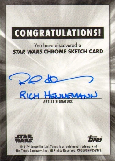 2023 Topps Star Wars CHROME Sketch Card - DARTH VADER - Rich Hennemann - 1/1 - Image 2 of 2