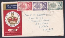 1953 CORONATION QUEEN ELIZABETH II PRE-DECIMAL STAMP QANTAS FIRST DAY COVER #29