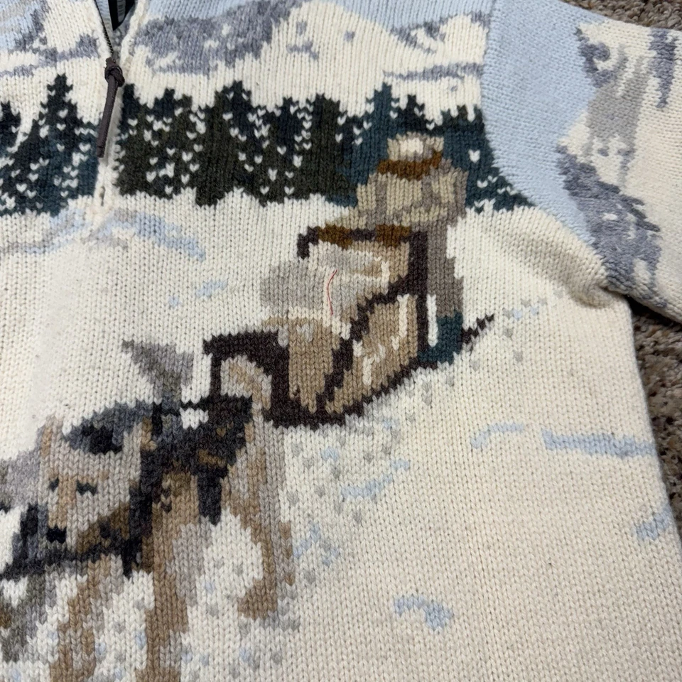 Sudadera con Capucha Ralph Lauren Lana Pullover M Diseño Escena de Nieve Talla Mediana Vintage Años 90 Foto 2 de 4