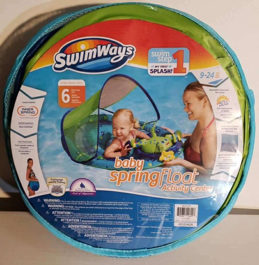 SwimWays Inflable Bebé Primavera Piscina Flotador Centro de Actividades Toldo Juguetes 11601 Nuevo con Etiquetas