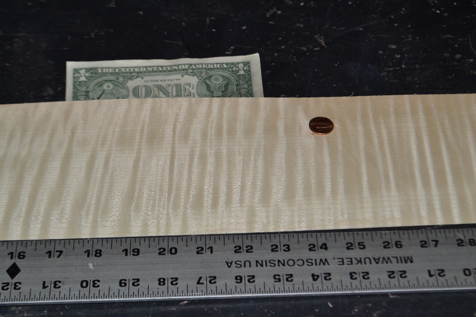 Flame Maple Raw Wood Veneer Sheet 5 x 37 inches 1/42nd  BLEMISHED     35139-51