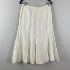 Talbots Irish Linen A-Line Maxi Skirt Size 8P Ivory Zip