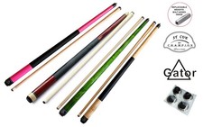 Lot of 4 Champion ST Green/Pink/Burgundy/Natural wood Pool Cue Stick, 4 Cue Tips