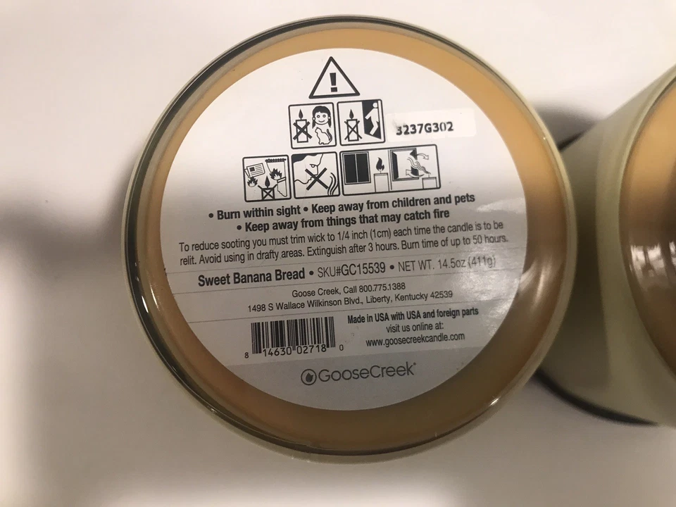 批量 2 件 - Goose Creek 甜香蕉面包蜡烛 3 芯 14.5 盎司大豆混合面包店 — 第 3/4 张图片
