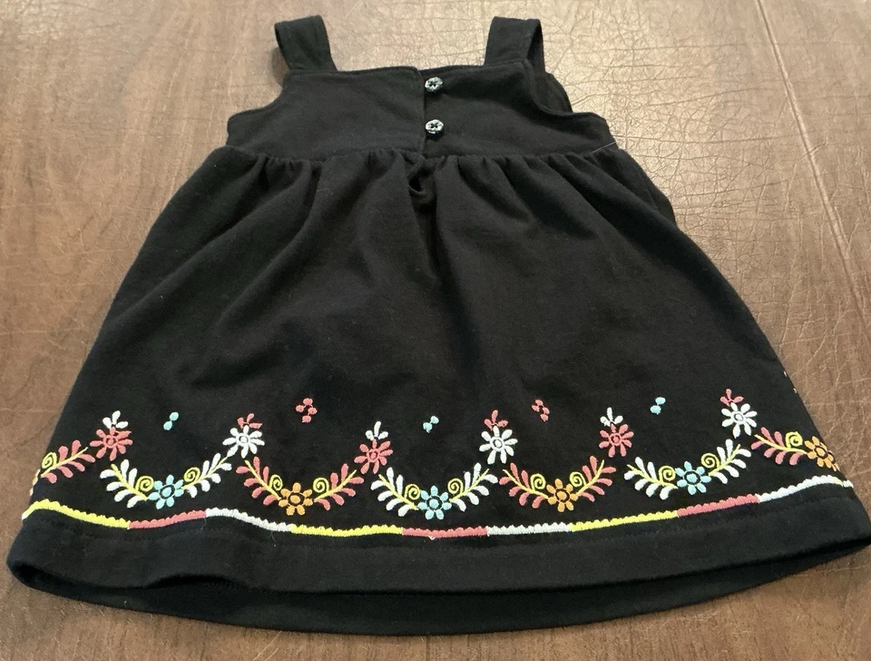 Old Navy Infant 3-6 Mos. Vestido negro bordado con Bloomers Holidays clásico Foto 4 de 4