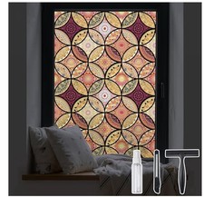 DKTIE Stained Glass Pattern Decorative Multicolor Window Film 17.7x78.7in 