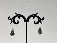 Sterling Silver 925 Dangle Raw Green Emerald Earrings 2.8 G
