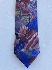 Oleg Cassini Men's Necktie Tie Polyester Made in USA Multicolor Abstract Floral