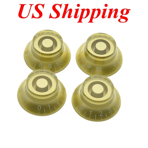 4pcs LP Guitar Bell Knobs 24 Fine Spline Top Hat Knobs fit Gibson Les Paul Gold