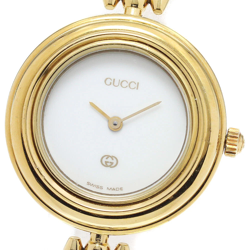 Montre à quartz pour femme GUCCI lunette à changement 11/12,2 cadran blanc_796360