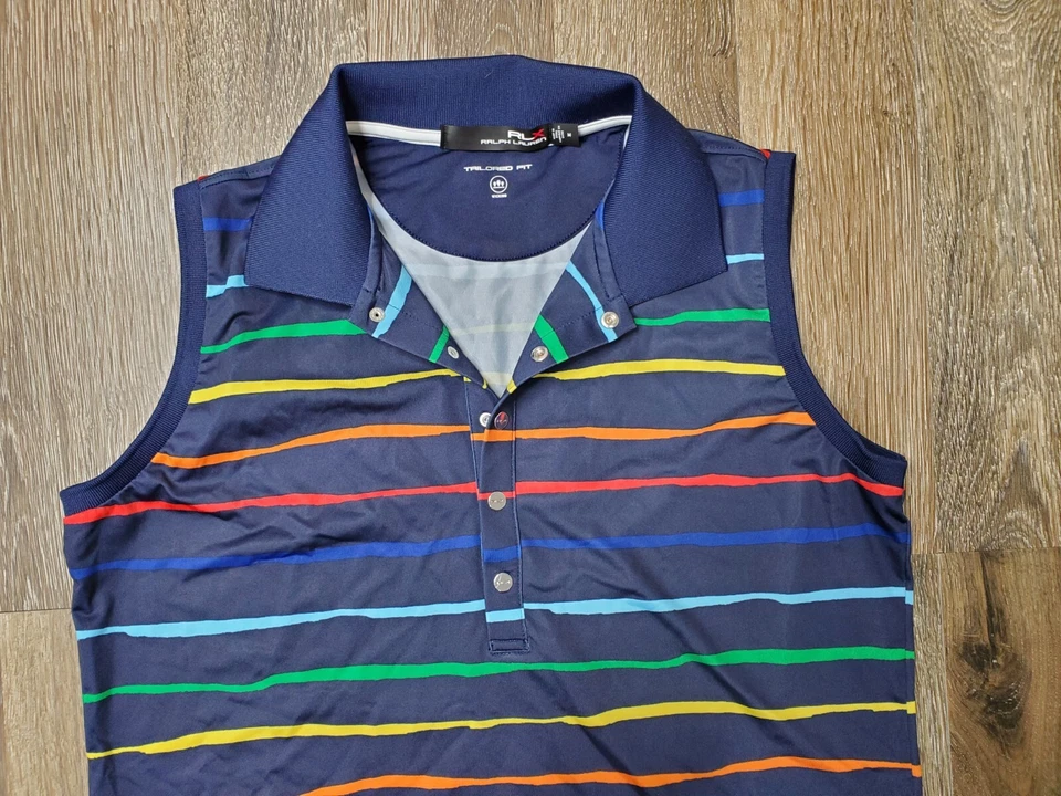 Ralph Lauren RLX на заказ подходит женщин M бак темно-синий цвет полоски воротник впитывающий  - Изображение 2 из 4