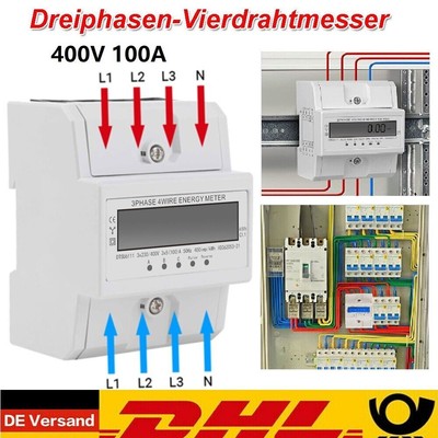 Eurocount Drehstromzähler DIN Hutschiene 100A 4 TE Breit Mid Geeicht