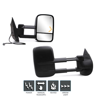 Towing Mirrors for 07-13 Chevy Silverado 1500/2500 Power Heated Arrow Left+Right