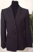 Tahari Women's Career Black Stripe Polyester Blend Blazer Jacket Size 10 EUC