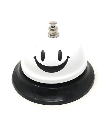 #ad ASIAN HOME Call Bell 3.35 Inch Diameter Metal Bell White Smiley Face Desk... $7.02
