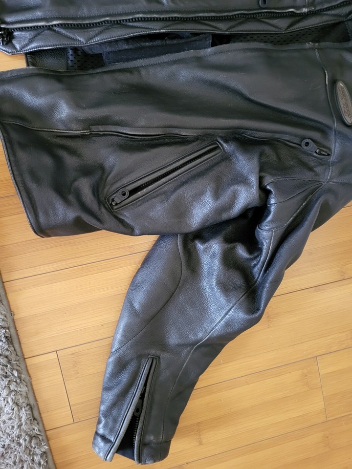 Harley Davidson Black Leather Embossed Motorcycle Jacket Size Large eBay