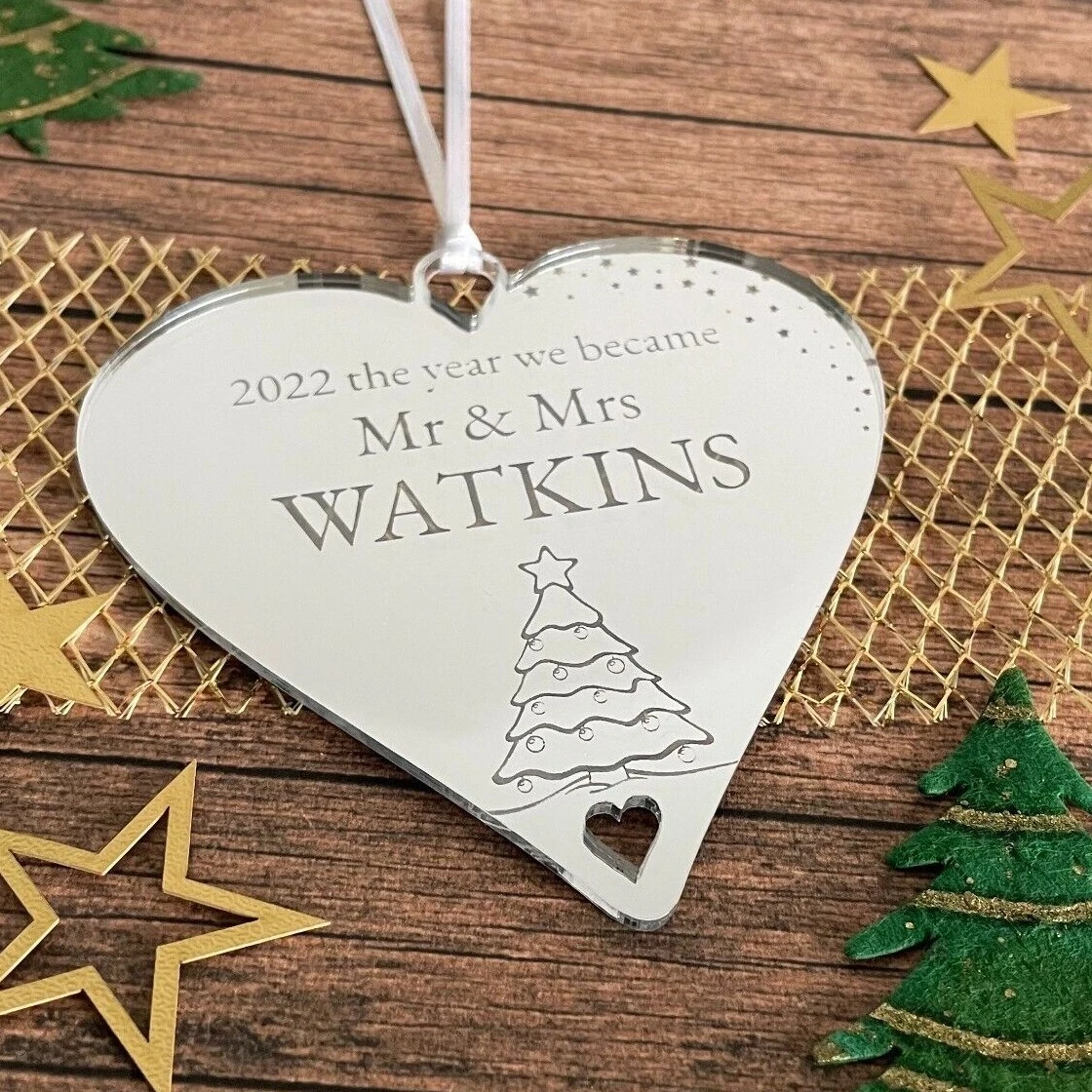 First Christmas Married Bauble Became Mr Mrs 2023 Wedding Husband Wife Gift