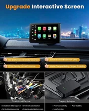 LAMTTO Portable Wireless Car Stereo Apple Carplay w/ Airplay 7" HD Touch Screen