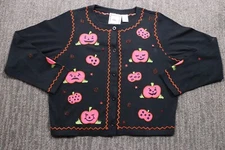 Michael Simon Vintage Jack O' Lantern Cardigan Halloween Crew Neck Women's M