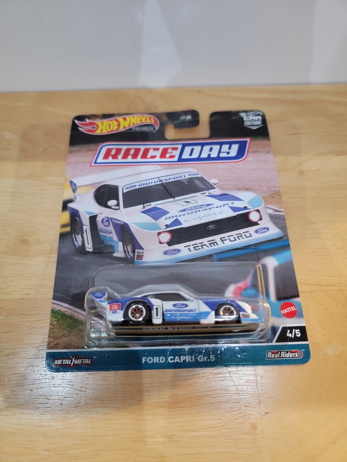 Hot Wheels 2023 Ford Capri Gr5 Real Riders Race Day Premium Car Culture Series 4/5 Diecast Model