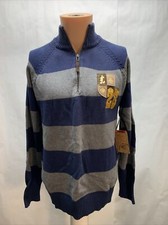 Vintage mens small Mickey Mouse Sweater Quarter Zip Disney Store Crest New