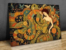 The dream Vintage Art female figure, mounted canvas print art ready to hang