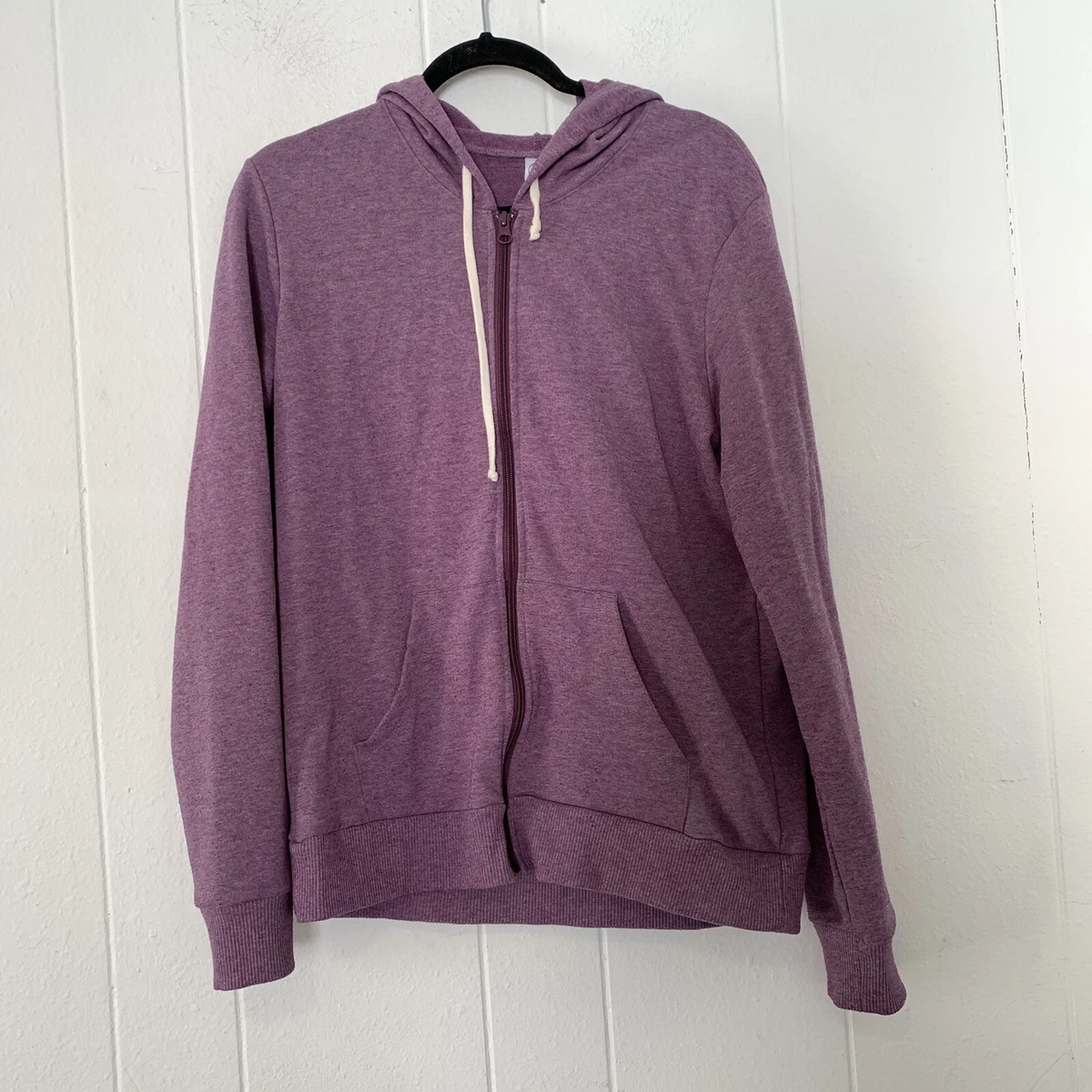Alternative Apparel Womens Large Hoodie Full Zip Heather Purple Pockets Blank