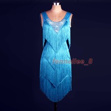 Latin Ballroom Dance Dress Modern Salsa Waltz Standard Long Dress 8 Colors