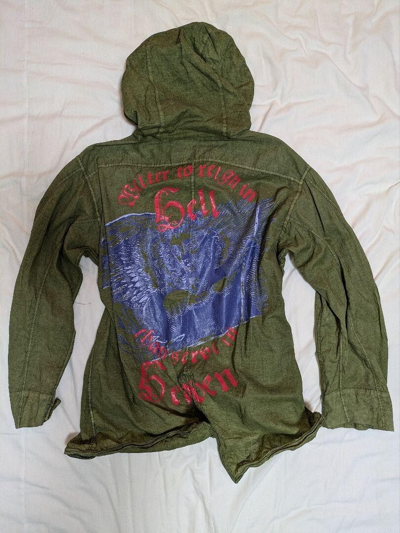 ジャケット・アウター galliano News Paper Military Jacket John Galliano Newspaper Print Puffer Jacket - irvrsbl