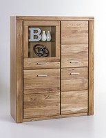 Vitrine Highboard Tabea Wildeiche GeöLt Teilmassiv HöHe 140Cm Breite 110Cm Regal