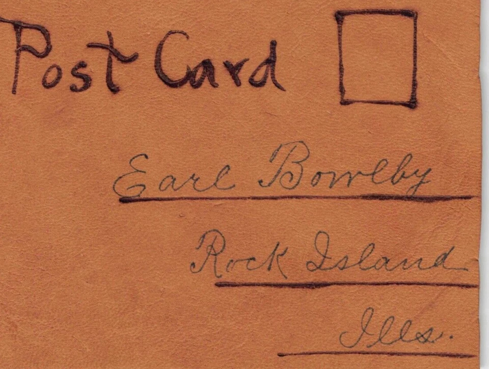 Rock Island Illinois High School Football Team Leather Photo Postcard VTG IL US - Image 4 of 4