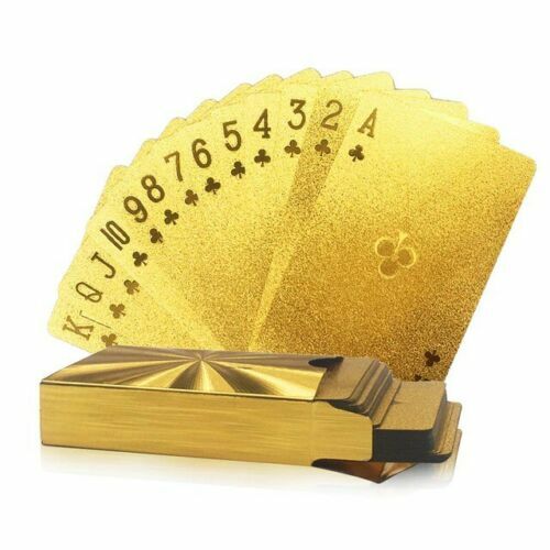 24k Gold Playing Card Poker Game Deck Gold Leaf Poker Suit Plastic Magic Waterpr - Imagen 3 de 6