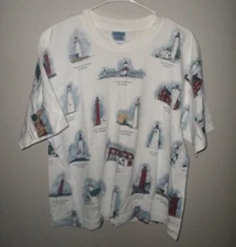 GREAT LAKES LIGHTHOUSES lrg T shirt South Manitou Island & Fort Gratiot
