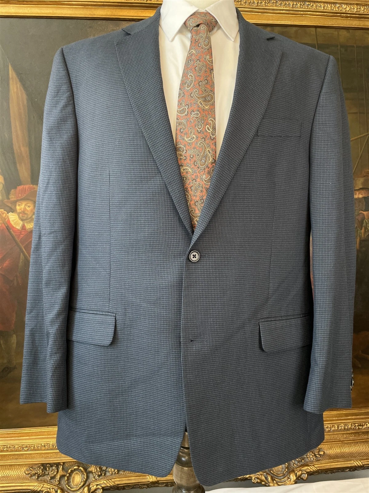 Blazer Michael Kors 46L blu scuro denti di cucciolo 2Btn cappotto sportivo giacca tute