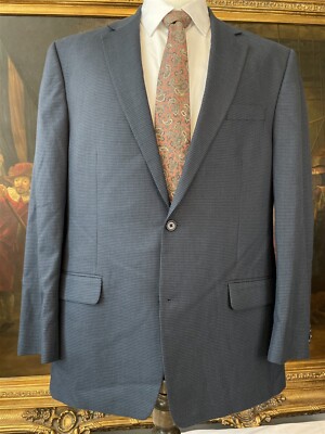 Michael Kors 46L Dark Blue Puppytooth 2Btn Blazer Sport Coat Jacket Suits
