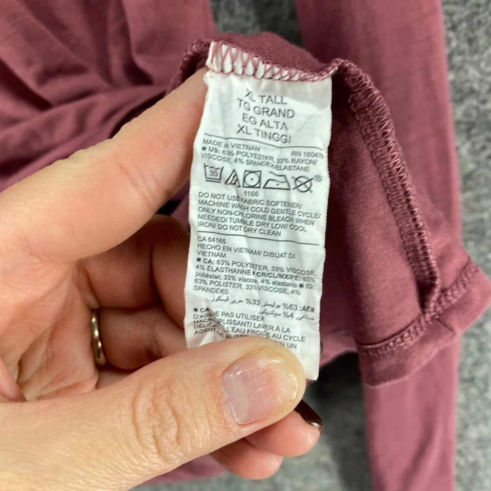 Old Navy Activewear T-Shirt Women XL Tall Pink Long Sleeve Round Neck Rayon - Image 4 of 4