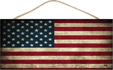 Rogue River Tactical Rustic Tattered USA Flag Home Decor Hanging Wall Sign Decor