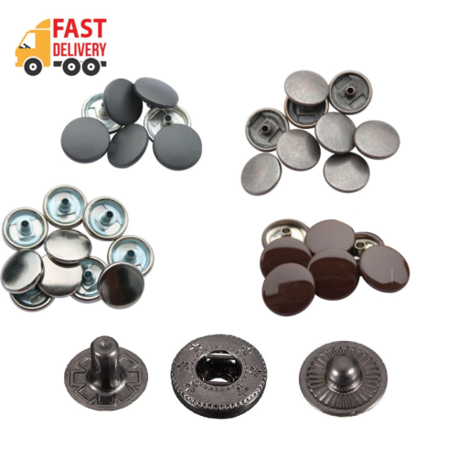 15mm S Spring Press Studs with Color Caps 4 Parts Set Buttons for Clothes Craft  - Picture 1 of 12