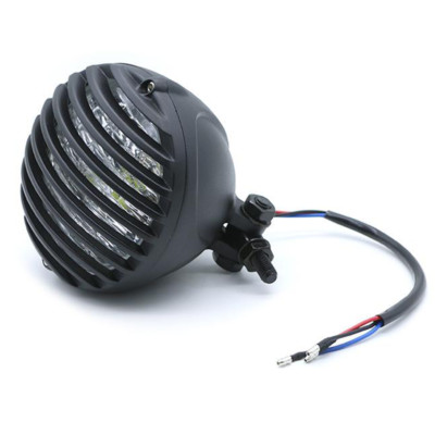 Small 12v LED Black  5'' Headlight With Grill Cafe Racers, Chopper, Custom