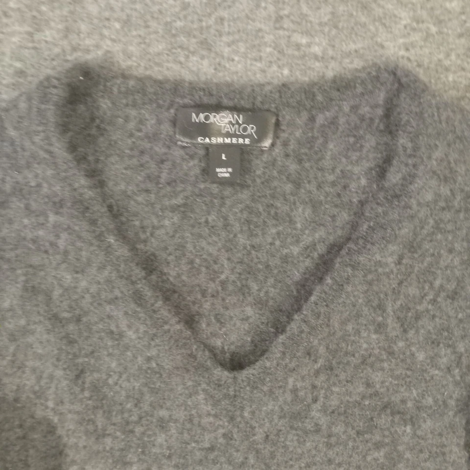 Morgan Taylor Cashmere Sweater Pullover V-neck Long Sleeve Girls Large Gray - Image 2 of 4