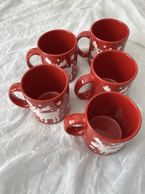 Waechtersbach Holiday Christmas Emma Mugs Red w white moose 5 available