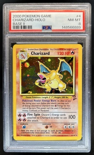 2000 Pokemon 2 Charizard Holo #4/130 PSA 8