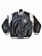 Vintage Oakland Raiders NFL G-III Leather Jacket Mens L XL Black Varsity