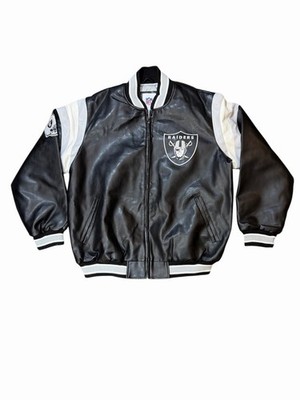 Vintage Oakland Raiders NFL G-III Leather Jacket Mens L XL Black