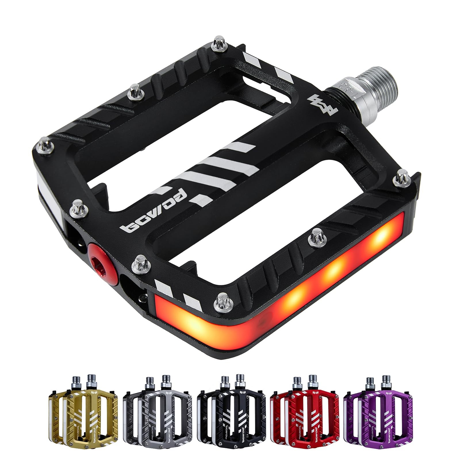 Bicycle Pedals with Lights, USB Rechargeable, Water-Proof, F