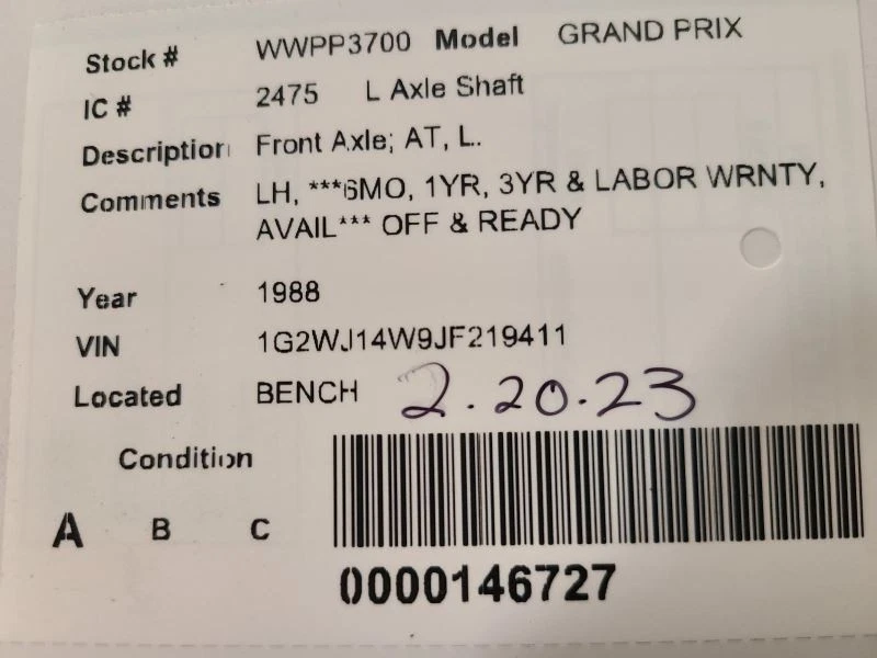 Eje Eje Eje Delantero Tambor Frenos Traseros Driver Izquierdo Se Adapta 90-99 LUMINA CAR 1675939 Foto 4 de 4