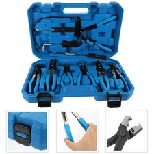 Automotive Flexible Hose Clamp Clip Pliers Tool Set Swivel Jaw Flat Angled Band