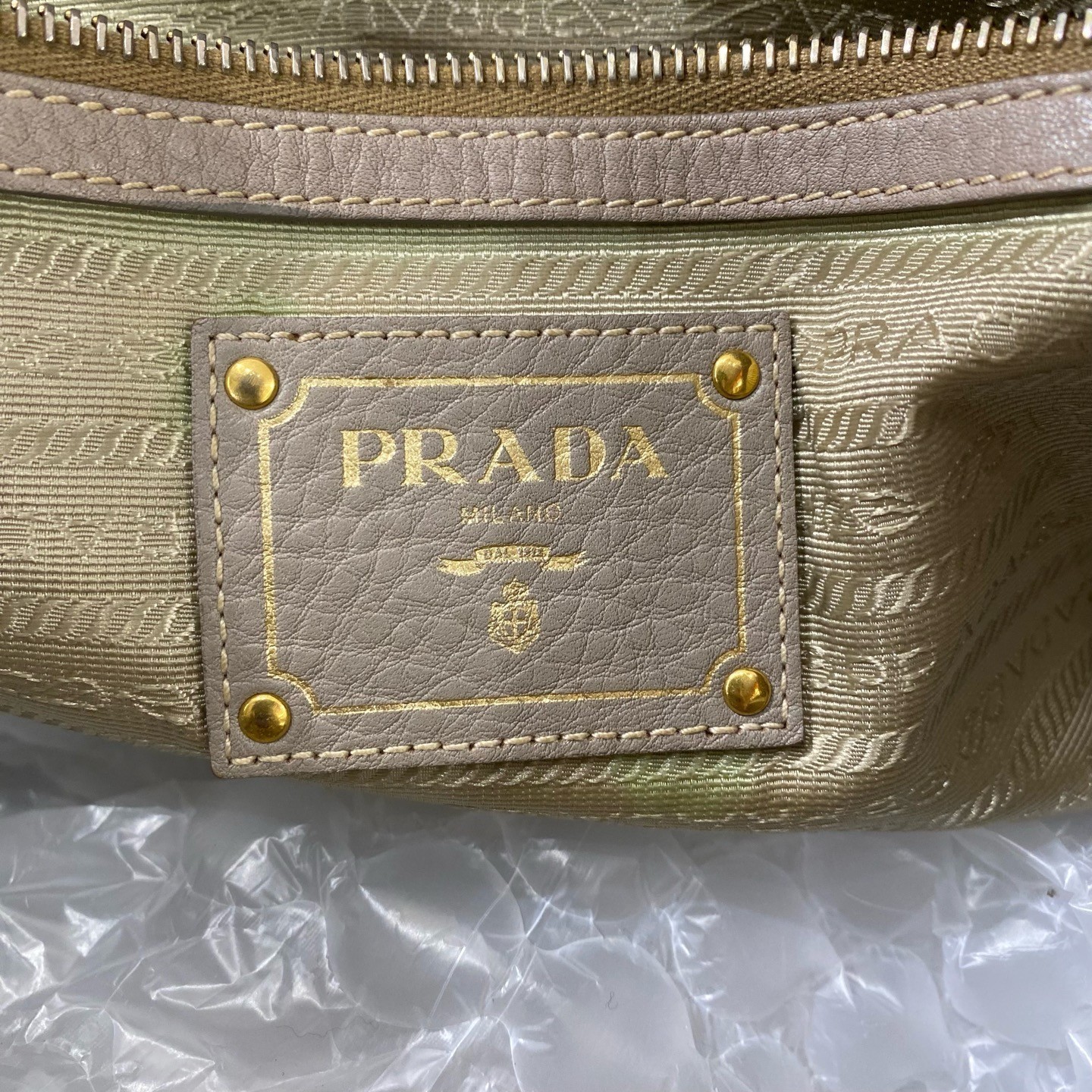 Prada Elephant Gray Gold All Leather Top Handle Tote Shoulder Bag thumbnail 9