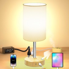 Bedside Table Lamp for Bedroom, Touch Desk Lamps for Nightstand with USB Char...